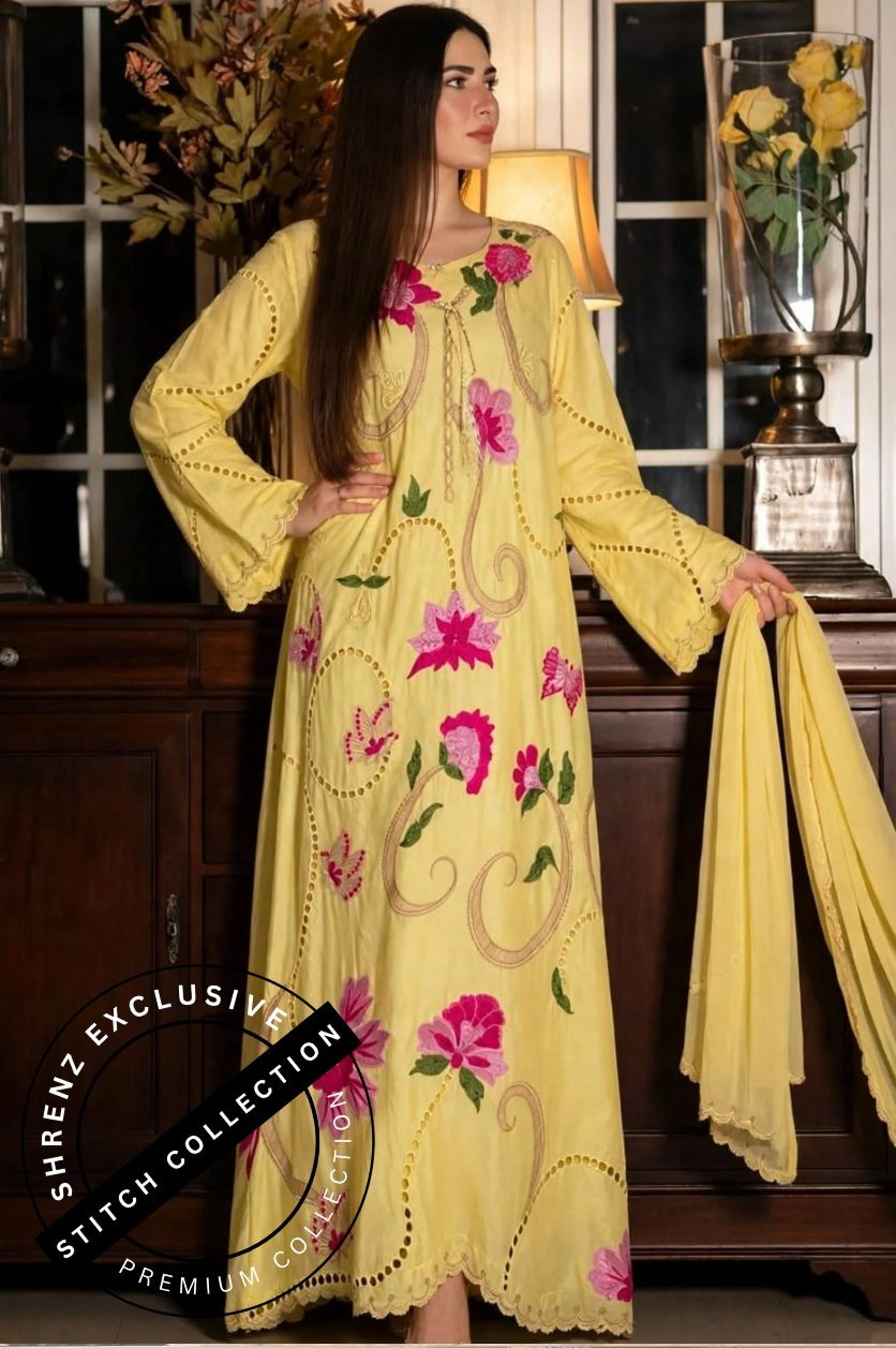 Shrenz 3 Piece Stitched Silk Pret Collection