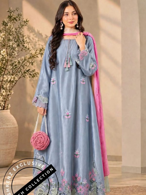 Shrenz 3 Piece Stitched Silk Pret Collection - X Large