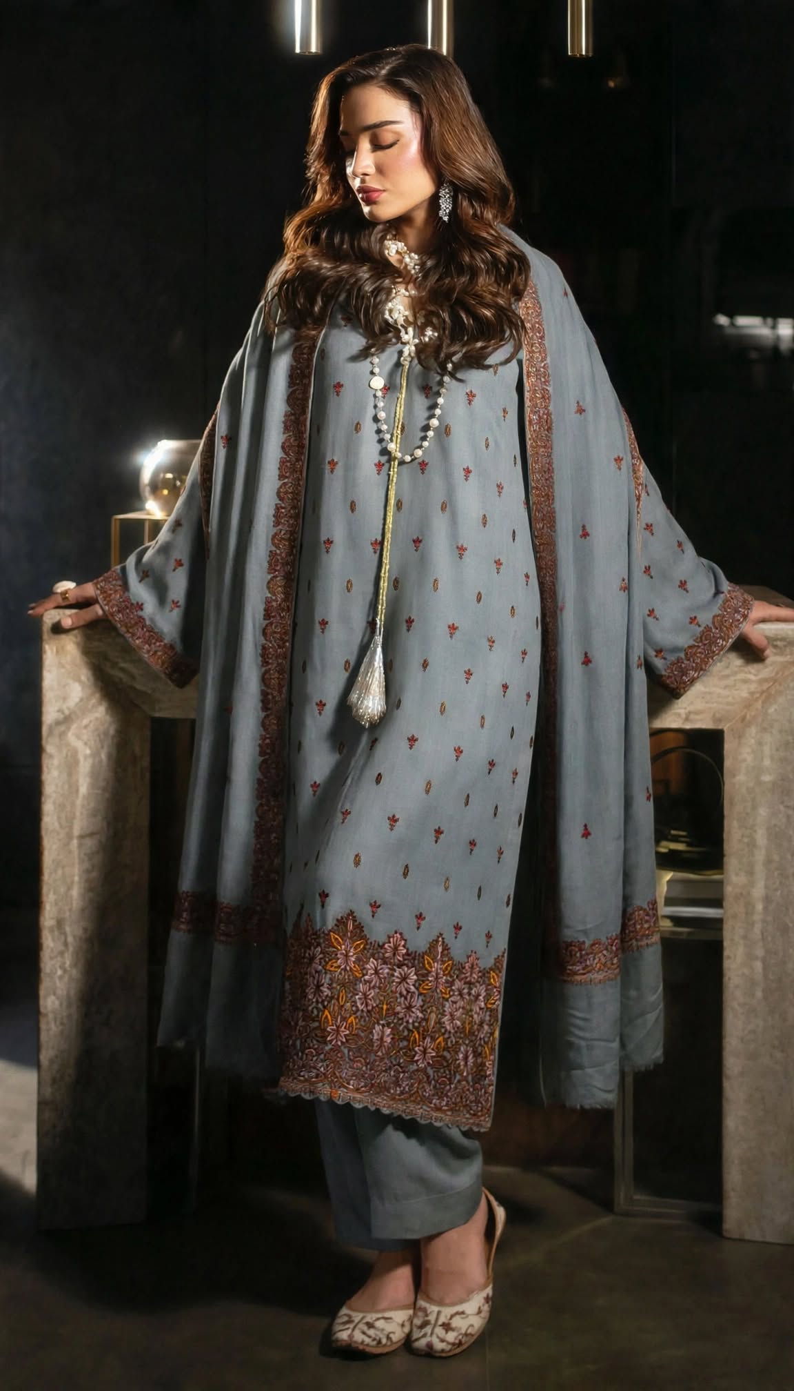Pashmina kaani Grey Luxury Collection By Shrenz