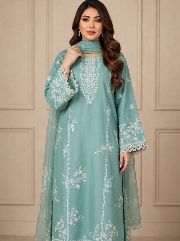 Shrenz Mint Green Winter Collection Dhanak Replica