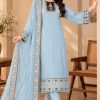 Shrenz Sky Blue Sheesha Silk Formal Collection Replica