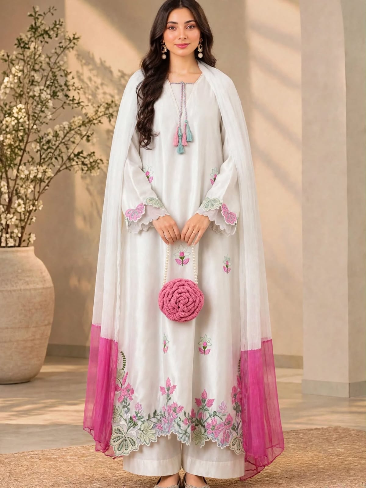 Shrenz 3 Piece Stitched Silk Pret Collection - Image 4