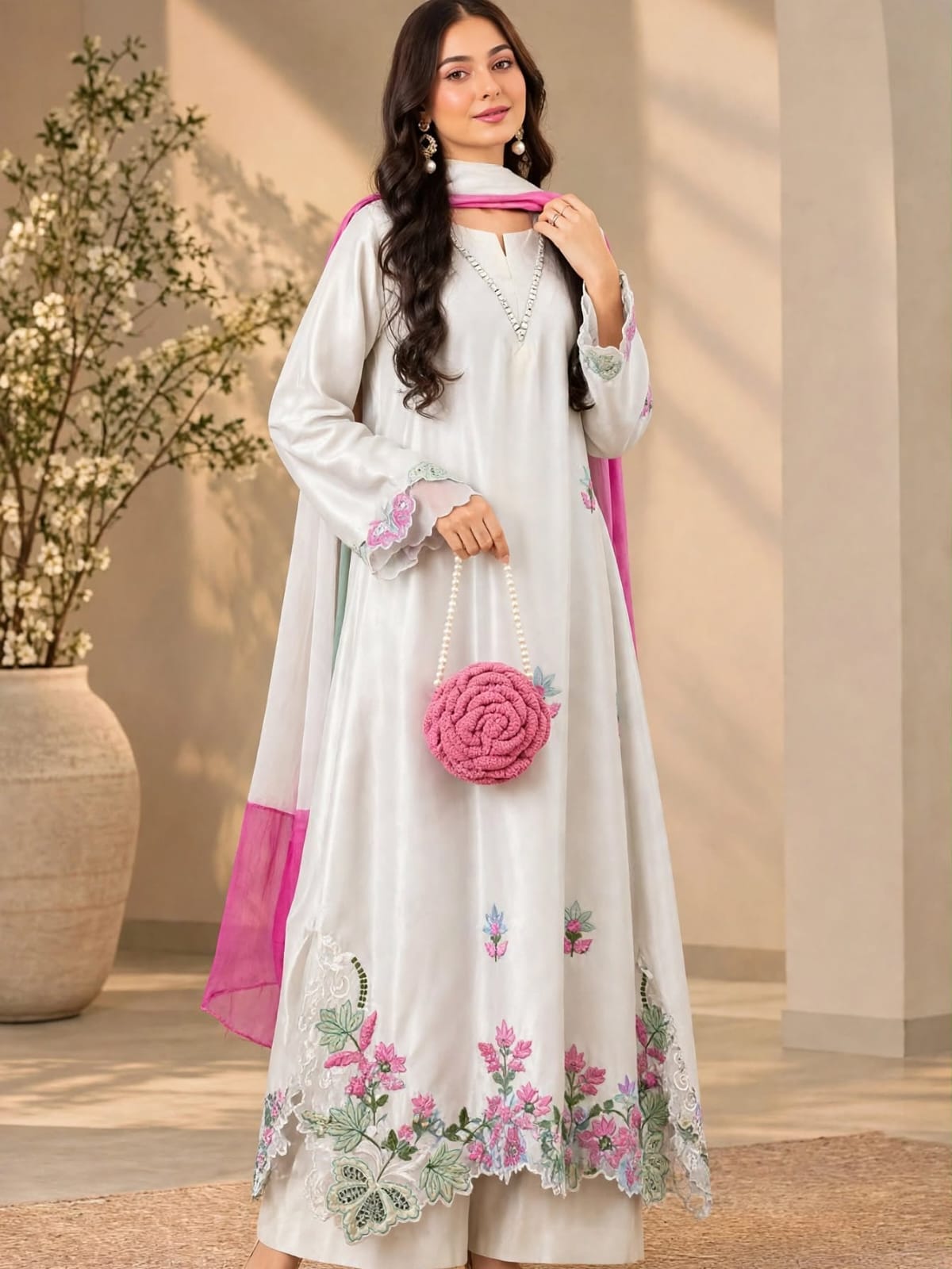 Shrenz 3 Piece Stitched Silk Pret Collection - Image 3