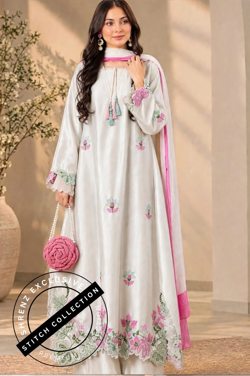 Shrenz 3 Piece Stitched Silk Pret Collection