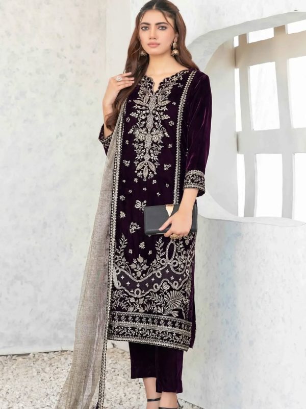 Shrenz Purple Winter Collection Velvet Replica
