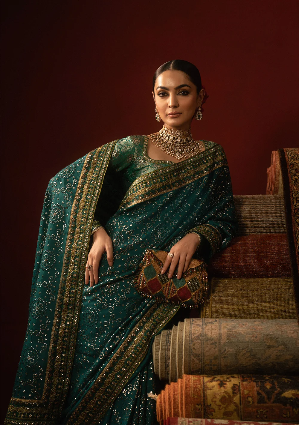 Aik Atelier Green Chiffon Saree Collection Replica - Image 4