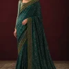 Aik Atelier Green Chiffon Saree Collection Replica