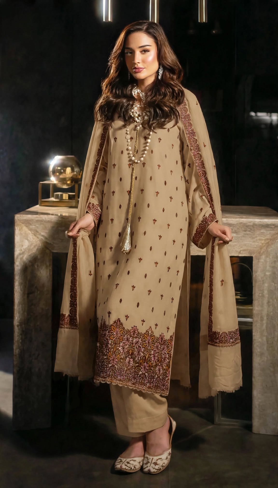 Pashmina kaani Brown Luxury Collection By Shrenz - Image 2