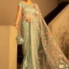 Faiza Saqlain Seagreen Net Saree Collection Replica
